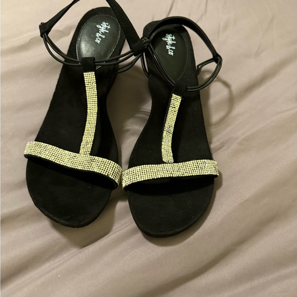 Elegant Black and Rhinestone Women's Sandals